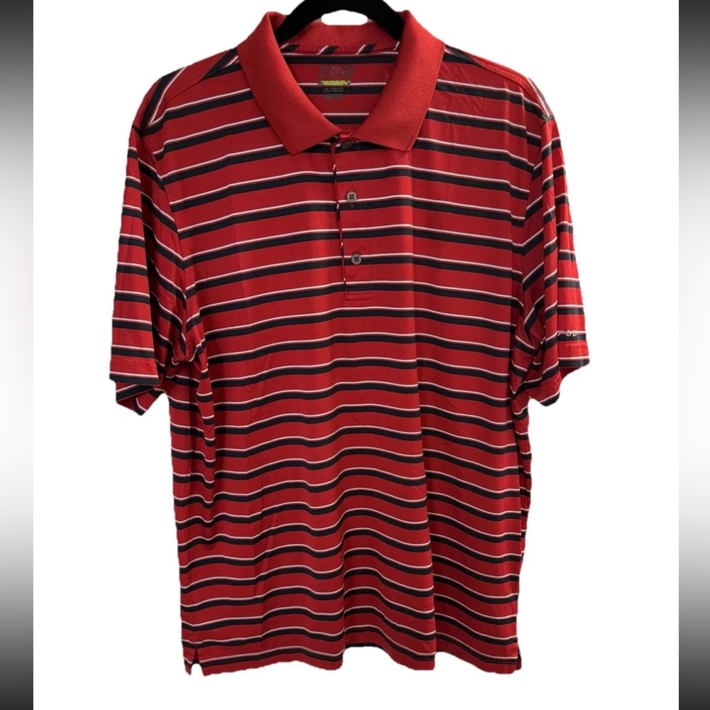 Izod Men’s Polo Golf Shirt XL Red Stripped
